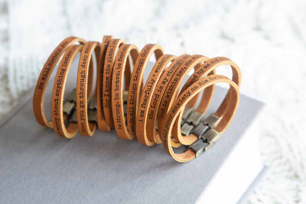 Scripture Skinny Leather Bracelets