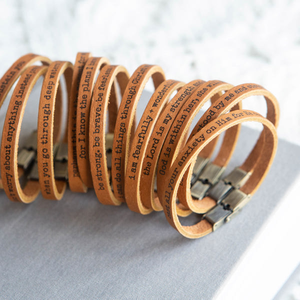 Scripture Skinny Leather Bracelets