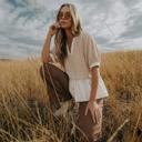 XL Layered Peplum Top with Textured Grid Overlay Soft Lightweight Fabric Flowy Contrast Hemline Short Gathered Sleeves and Flattering V Neckline