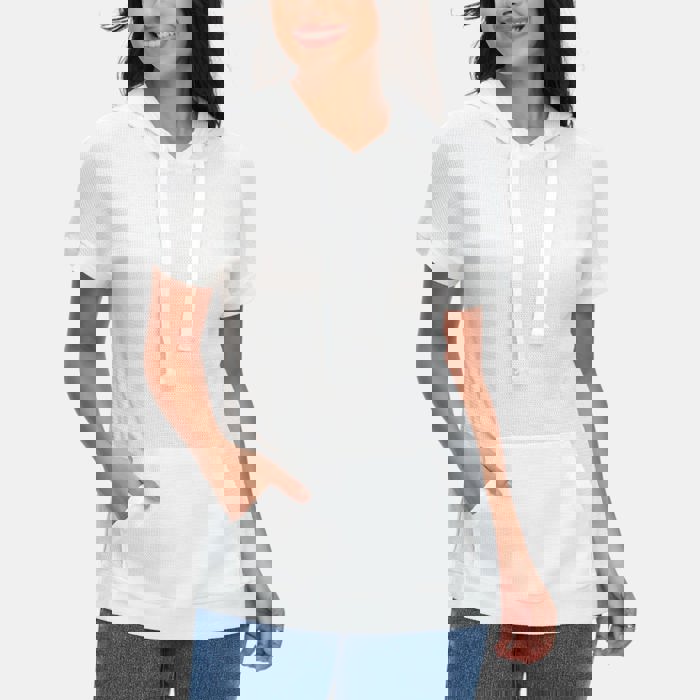 Lightweight Short Sleeve Hoodie with Soft Textured Knit Relaxed Everyday Fit Kangaroo Pocket Drawstring Hood and Casual Comfortable Style Perfect for Warm Weather Layering