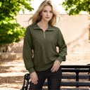 Large Knit & Lounge Lightweight Half-Zip Long Sleeve Pullover Casual Relaxed Fit Sweater