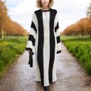  Knit & Lounge Color Block Striped Long Sleeve Maxi Sweater Dress Relaxed Fit Cozy Casual Dress