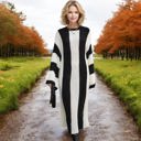 Large Knit & Lounge Color Block Striped Long Sleeve Maxi Sweater Dress Relaxed Fit Cozy Casual Dress