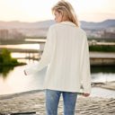 Large Knit & Lounge Cable Knit Long Sleeve Collared Button-Down Casual Sweater Stylish Relaxed Fit