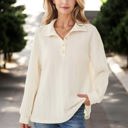 Small Knit & Lounge Cable Knit Long Sleeve Collared Button-Down Casual Sweater Stylish Relaxed Fit