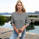 Large Knit & Lounge Striped Long Sleeve Round Neck Lightweight Casual Sweater Relaxed Fit Versatile Top