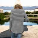 Large Knit & Lounge Striped Long Sleeve Round Neck Lightweight Casual Sweater Relaxed Fit Versatile Top