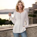 Large Knit & Lounge Ribbed Long Sleeve Round Neck Asymmetrical Hem Lightweight Sweater Stylish Casual Top