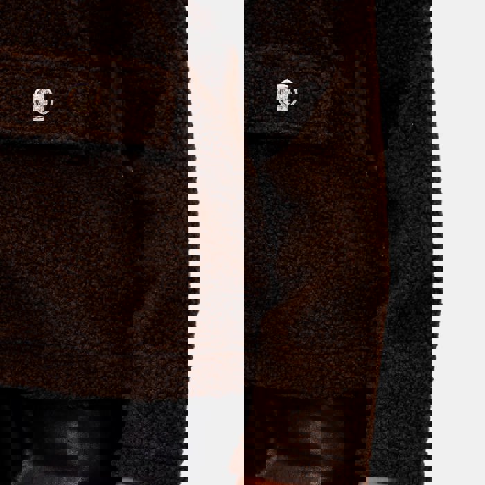 Textured Fleece Button Front Jacket with Soft Cozy Feel Collared Neckline Front Patch Pockets Relaxed Easy Fit and Stylish Everyday Layering