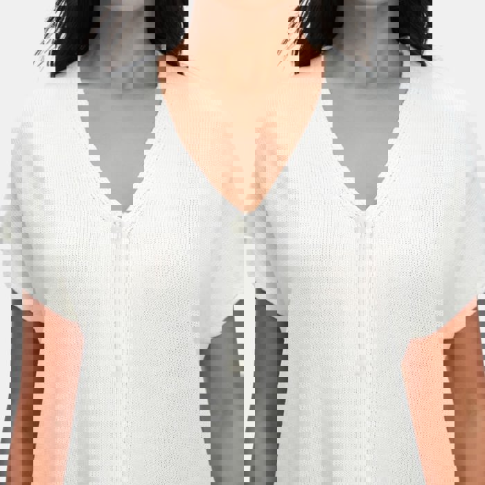 Soft Knit Short Sleeve Button Front Cardigan Top with Relaxed Draped Silhouette Lightweight Feel Flattering V Neckline Versatile Layering Piece for Casual Everyday Comfortable Style