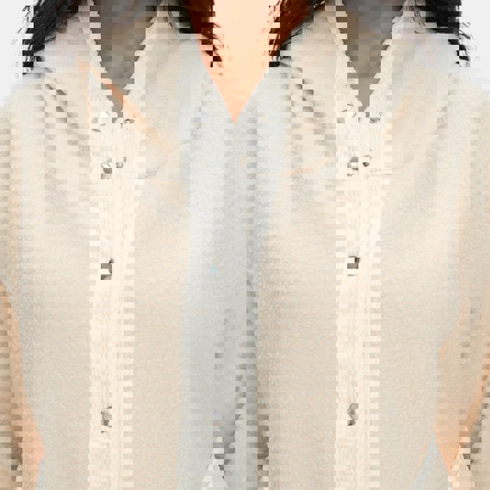 Cozy Hooded Fleece Jacket with Soft Warm Texture Relaxed Fit Snap Front Closure Contrast Trim Detailing Everyday Casual Layering Style