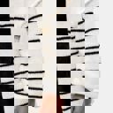  Cozy Open Front Striped Knit Cardigan with Relaxed Long Sleeves Soft Textured Fabric Comfortable Slouchy Fit Classic Stripe Pattern