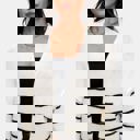  Cozy Open Front Striped Knit Cardigan with Relaxed Long Sleeves Soft Textured Fabric Comfortable Slouchy Fit Classic Stripe Pattern