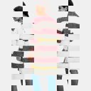 Small Longline Striped Knit Cardigan with Soft Cozy Texture Relaxed Open Front Design Comfortable Long Sleeves Bold Multi Stripe Pattern