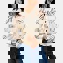 Medium Open Weave Button Front Knit Cardigan with Pointed Collar Stylish Textured Design Lightweight Breathable Feel Long Sleeve Silhouette and Chic Layering Piece for Casual to Dressy Everyday Outfits