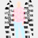 Large Floral Ruffle Trim Button Front Blouse with Soft Lightweight Fabric Feminine Long Sleeve Silhouette Vibrant Floral Print and Polished Everyday Style Perfect for Work Brunch and Casual Outings