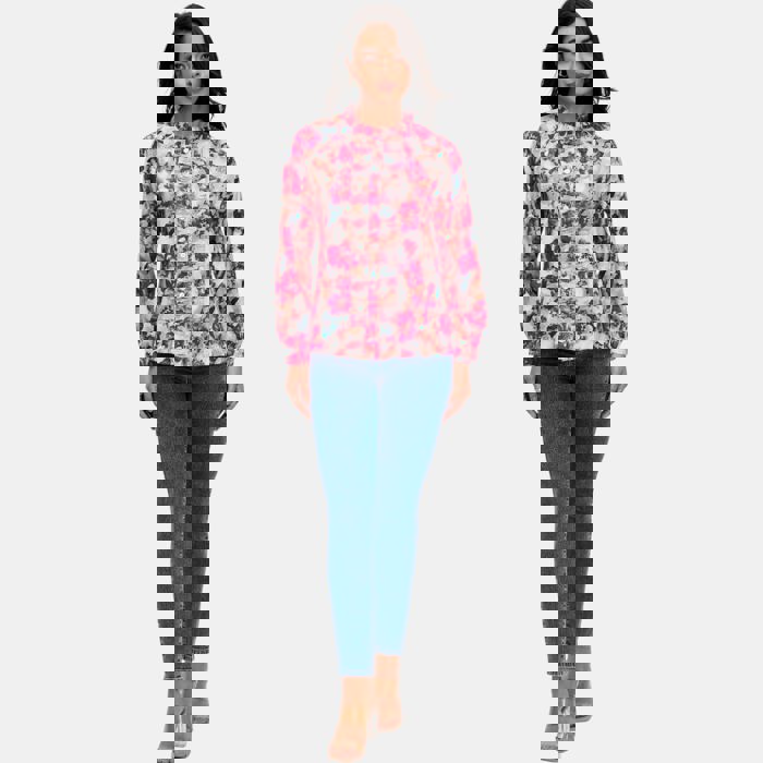 Floral Ruffle Trim Button Front Blouse with Soft Lightweight Fabric Feminine Long Sleeve Silhouette Vibrant Floral Print and Polished Everyday Style Perfect for Work Brunch and Casual Outings