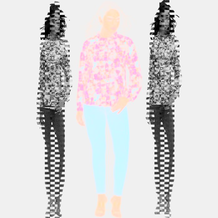 Floral Ruffle Trim Button Front Blouse with Soft Lightweight Fabric Feminine Long Sleeve Silhouette Vibrant Floral Print and Polished Everyday Style Perfect for Work Brunch and Casual Outings