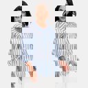  Lightweight Striped Button Front Blouse with Relaxed Fit Soft Breezy Fabric Three Quarter Sleeves Flattering V Notch Neckline and Effortless Everyday Style Perfect for Work Weekends and Travel