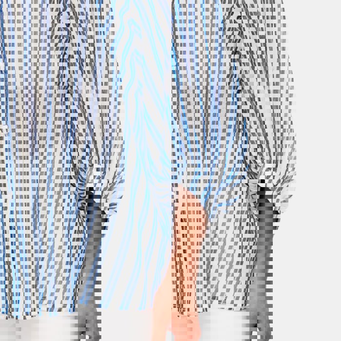 Lightweight Striped Button Front Blouse with Relaxed Fit Soft Breezy Fabric Three Quarter Sleeves Flattering V Notch Neckline and Effortless Everyday Style Perfect for Work Weekends and Travel