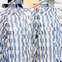 Medium Lightweight Striped Button Front Blouse with Relaxed Fit Soft Breezy Fabric Three Quarter Sleeves Flattering V Notch Neckline and Effortless Everyday Style Perfect for Work Weekends and Travel