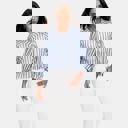 Small Lightweight Striped Button Front Blouse with Relaxed Fit Soft Breezy Fabric Three Quarter Sleeves Flattering V Notch Neckline and Effortless Everyday Style Perfect for Work Weekends and Travel