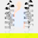 Small Lightweight Striped Button Front Blouse with Relaxed Fit Soft Breezy Fabric Three Quarter Sleeves Flattering V Notch Neckline and Effortless Everyday Style Perfect for Work Weekends and Travel