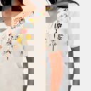 Large Embroidered Knit Top with Floral Detailing Tie Front V Neckline Soft Lightweight Feel Short Sleeves and Feminine Relaxed Silhouette Perfect for Casual Outings Brunch and Effortless Everyday Style