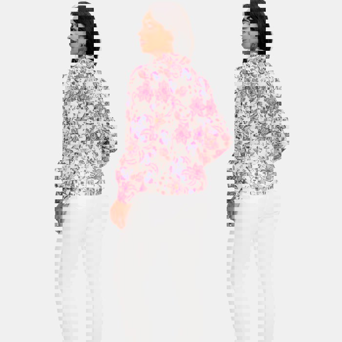 Floral Button Front Blouse with Ruffle Trim Neckline Soft Lightweight Fabric Long Sleeves Intricate Floral Print and Feminine Polished Style Perfect for Work Brunch and Effortless Everyday Outfits