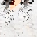  Embroidered Button Front Jacket with Stylish Floral Outline Design Soft Structured Fabric Front Patch Pockets Classic Collar and Versatile