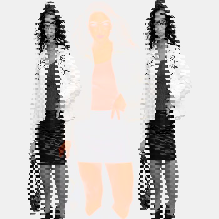 Embroidered Button Front Jacket with Stylish Floral Outline Design Soft Structured Fabric Front Patch Pockets Classic Collar and Versatile