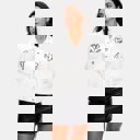 Medium Embroidered Button Front Jacket with Stylish Floral Outline Design Soft Structured Fabric Front Patch Pockets Classic Collar and Versatile