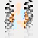 Large Mixed Print Quilted Jacket with Colorblock Patchwork Design Soft Lightly Padded Feel Front Pockets Contrast Binding and Stylish Statement