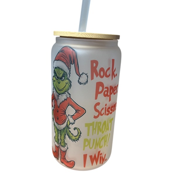 Funny Christmas Tumbler Can Glass 18oz 