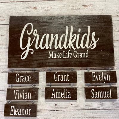 Grandkids make life grand personalized name plate sign wood 