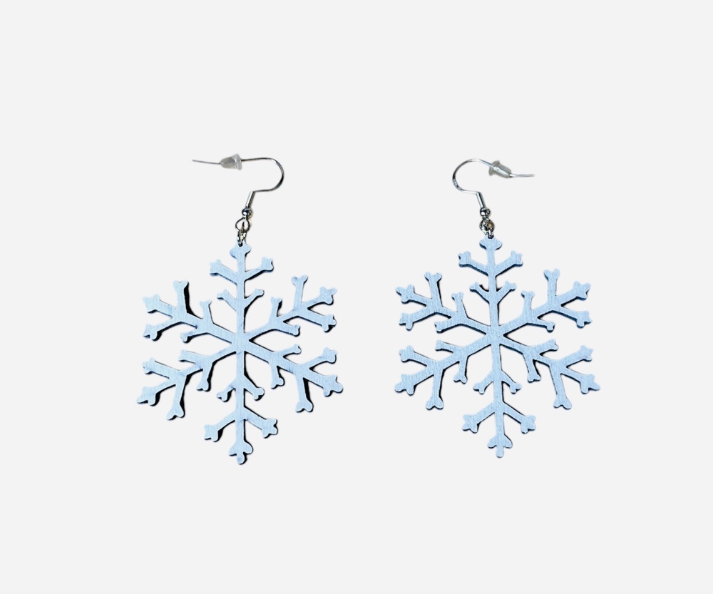 Laser engraved wooden snowflake earrings (any colors) 2-3”