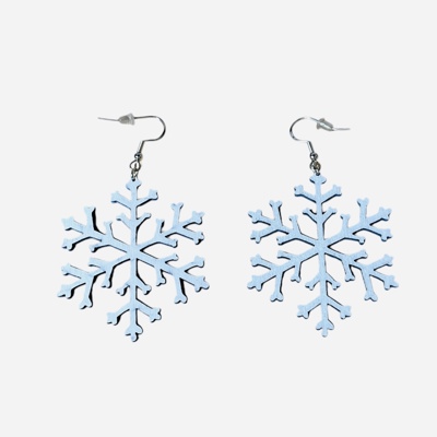 Laser engraved wooden snowflake earrings (any colors) 2-3”