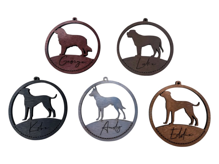 Laser engraved wooden personalized dog / cat ornament 