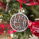  Let it snow glitter laser engraved wood ornament 