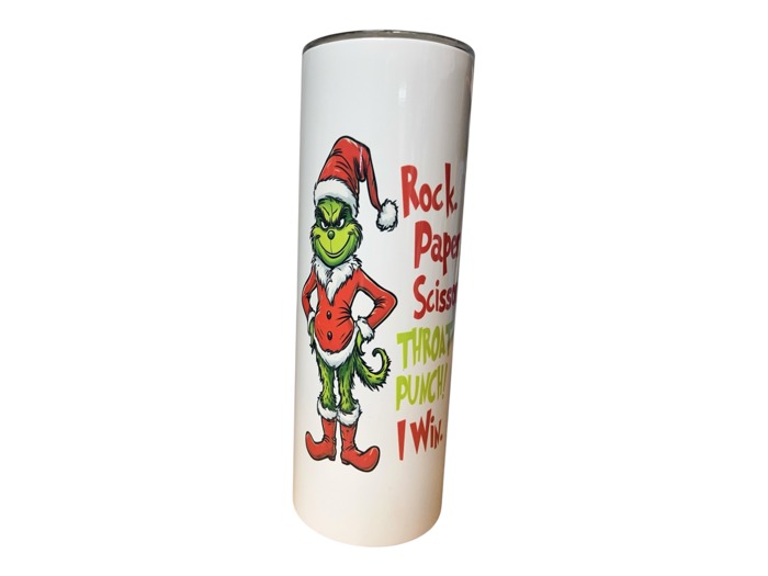 Funny Grinch Tumbler Rock Paper Scissors Throat punch I win 