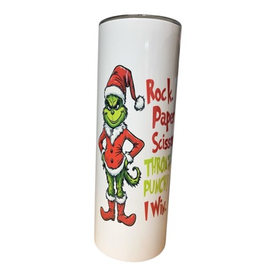 Funny Grinch Tumbler Rock Paper Scissors Throat punch I win 