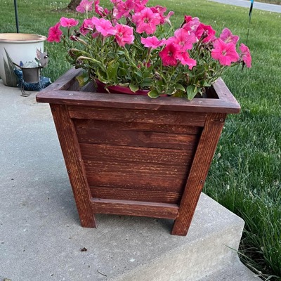 Stained slatted wooden flower pot - can be personalized 