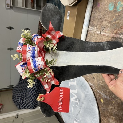 Fourth of July door decor porch decor Independence Day cow door hanger custom orders welcome cow door hanger cow tag 