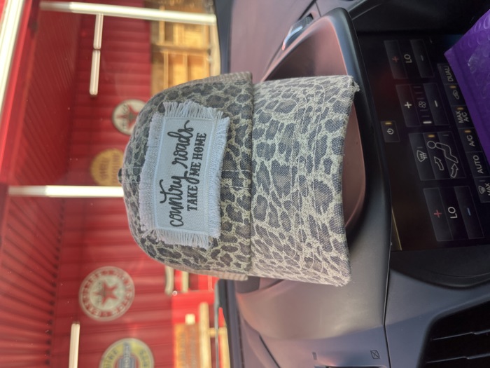 Country roads take me home leopard trucker hat quick shipping custom orders welcome bachelorette party hats 