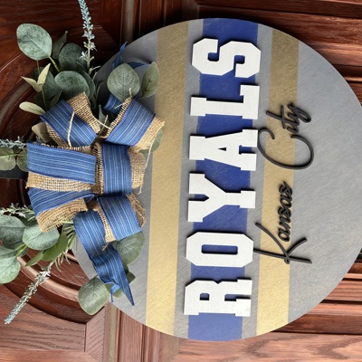 3D 21” Kansas City royals baseball door hanger round wooden door hanger custom orders welcome quick shipping 