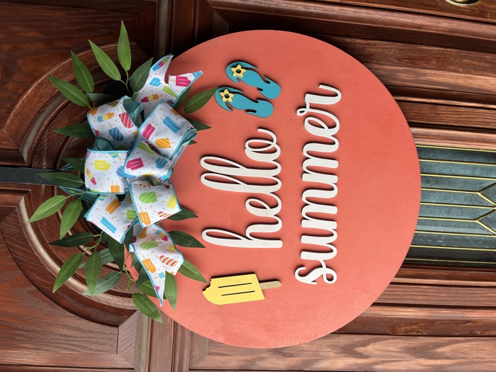 21” 3D Hello summer door hanger flip flops popsicle decor 