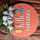  21” 3D Hello summer door hanger flip flops popsicle decor 