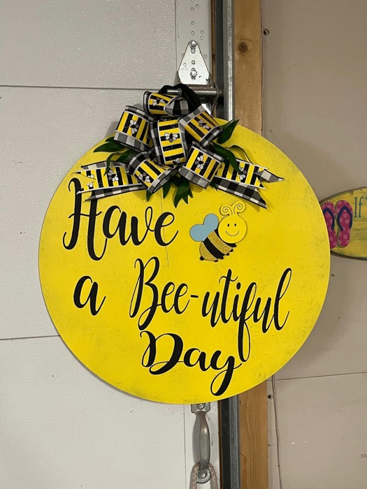 Large door hanger sign have a BEE 🐝 utiful day door hanger sign yellow summer sign 