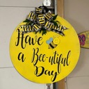  Large door hanger sign have a BEE 🐝 utiful day door hanger sign yellow summer sign 