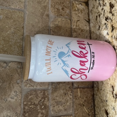 I will not be shaken Psalm 16:8 can glass for iced coffee 18oz can glass